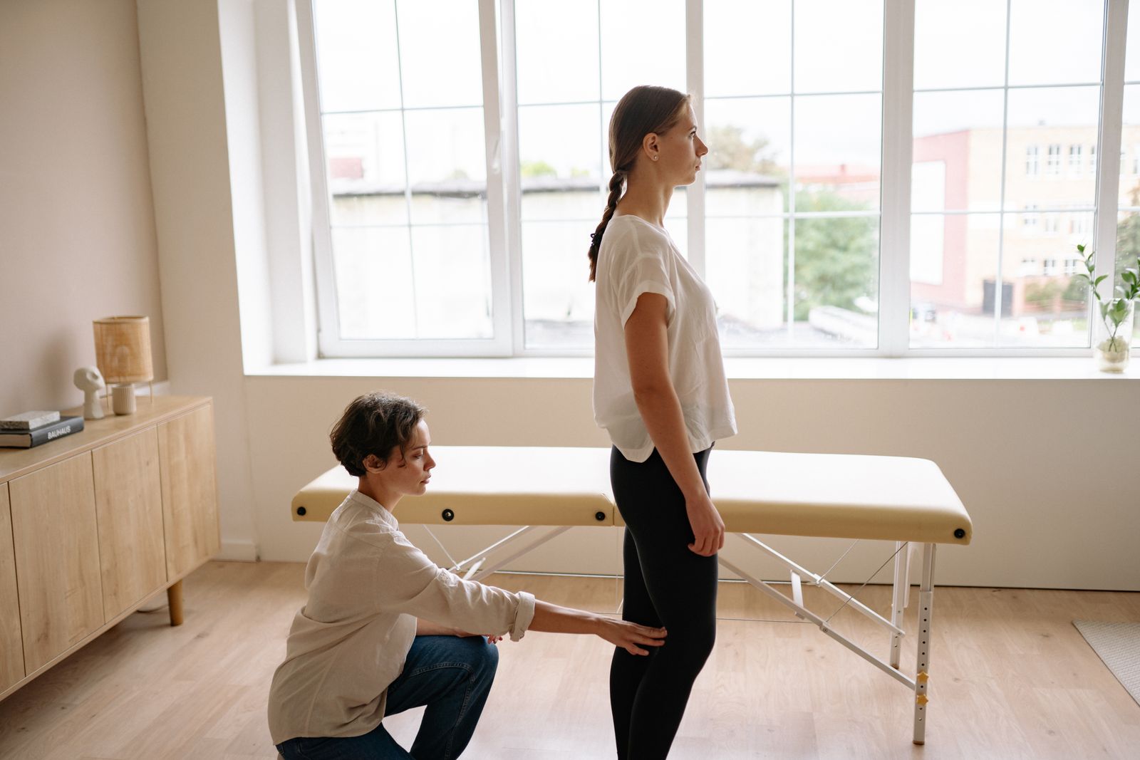 A clinician conducting a structured clinical assessment